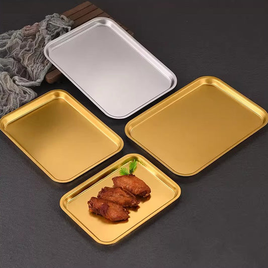 Yurtrain Stainless Steel Dinner Plate Metal Dish for Food Baking Appetizer Cookie Steak Dessert Salad Dental Care