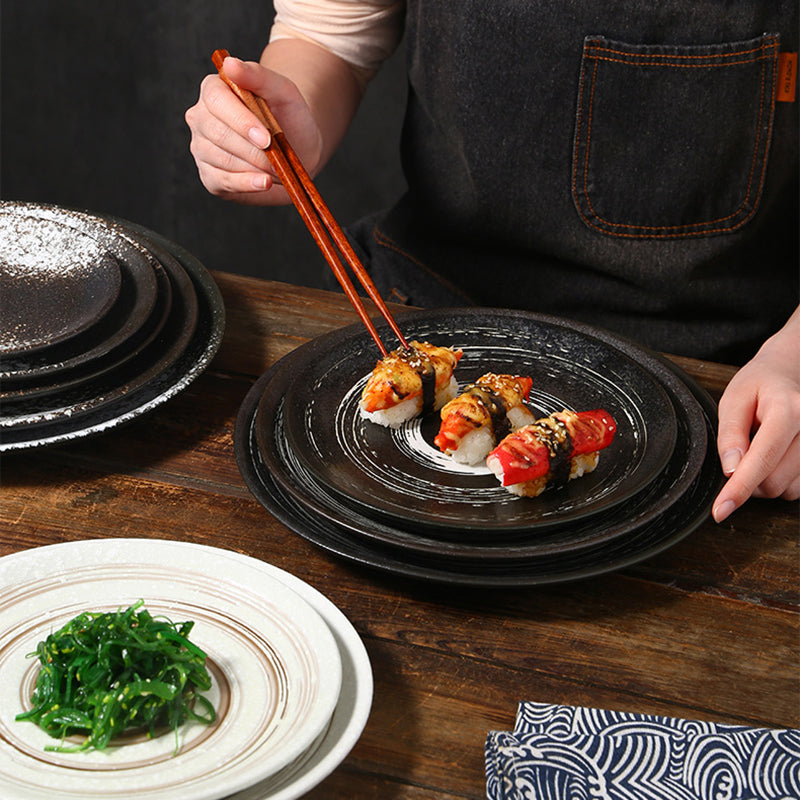Japanese Creative Ceramic Serving Plates Vintage Porcelain Kiln Change Glazed Tableware Dinner Plate Sushi Steak Pasta Dishes
