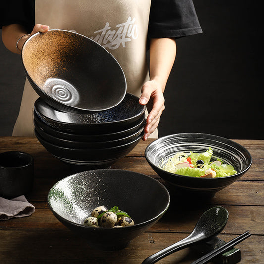 Yurtrain Kiln Glaze Ceramic Porcelain Soup Bowl Pasta Serving Bowls Vintage Japanese Ramen Noodles Bowls