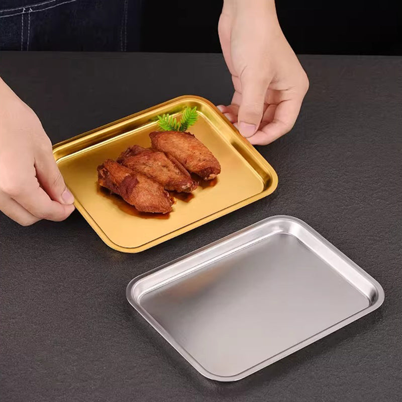 Yurtrain Stainless Steel Dinner Plate Metal Dish for Food Baking Appetizer Cookie Steak Dessert Salad Dental Care