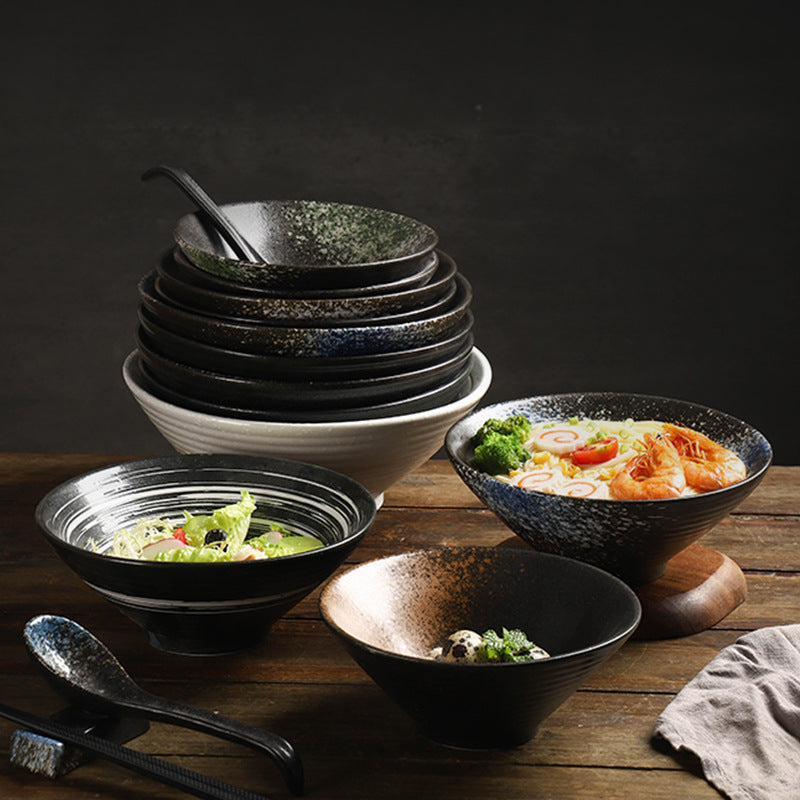 Yurtrain Kiln Glaze Ceramic Porcelain Soup Bowl Pasta Serving Bowls Vintage Japanese Ramen Noodles Bowls