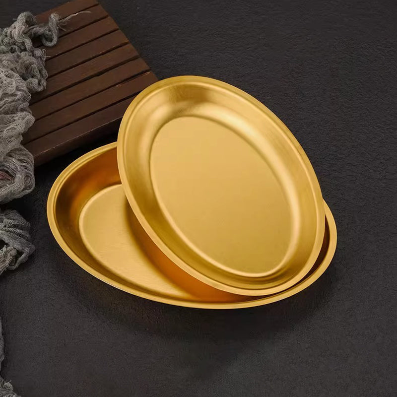 Yurtrain Hot Sale Modern Stainless Steel Oval Tray Gold Thickened Fish Plate Originally Manufactured for Dessert Dishes & Plates