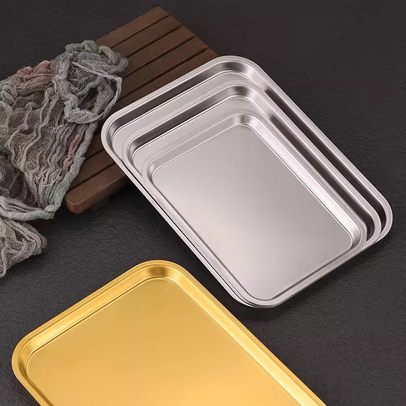 Yurtrain Stainless Steel Dinner Plate Metal Dish for Food Baking Appetizer Cookie Steak Dessert Salad Dental Care