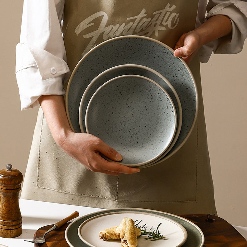 Matte Glaze Dessert Dishes Ceramic Dinner Plate Nordic Round Steak Salad Dessert Plate Hotel Restaurant Dinnerware Plates