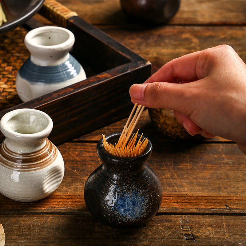 Japanese Restaurant Ceramic Toothpick Box for Hotels & Restaurants Table Ornaments for Cotton Swab & Toothpick Storage