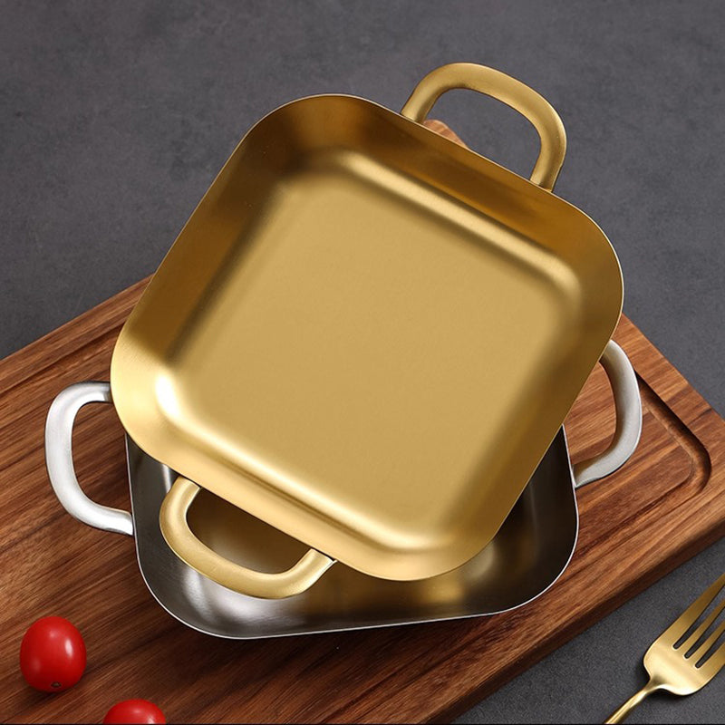 Yurtrain Luxury Square Western Food Snack Platter Multi-Functional Travel Flat Plate with Handle for BBQ Dinner