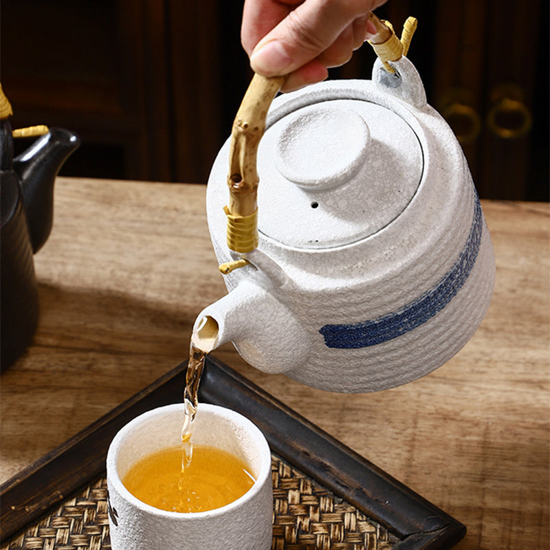 Yurtrain Wholesale Traditional Kiln Altered Glaze Porcelain Tea Set Japanese Style Luxury Ceramic Cup and Teapot for Tea Lovers