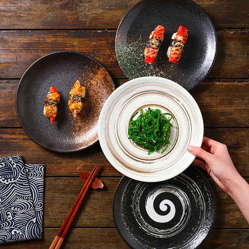 Japanese Creative Ceramic Serving Plates Vintage Porcelain Kiln Change Glazed Tableware Dinner Plate Sushi Steak Pasta Dishes
