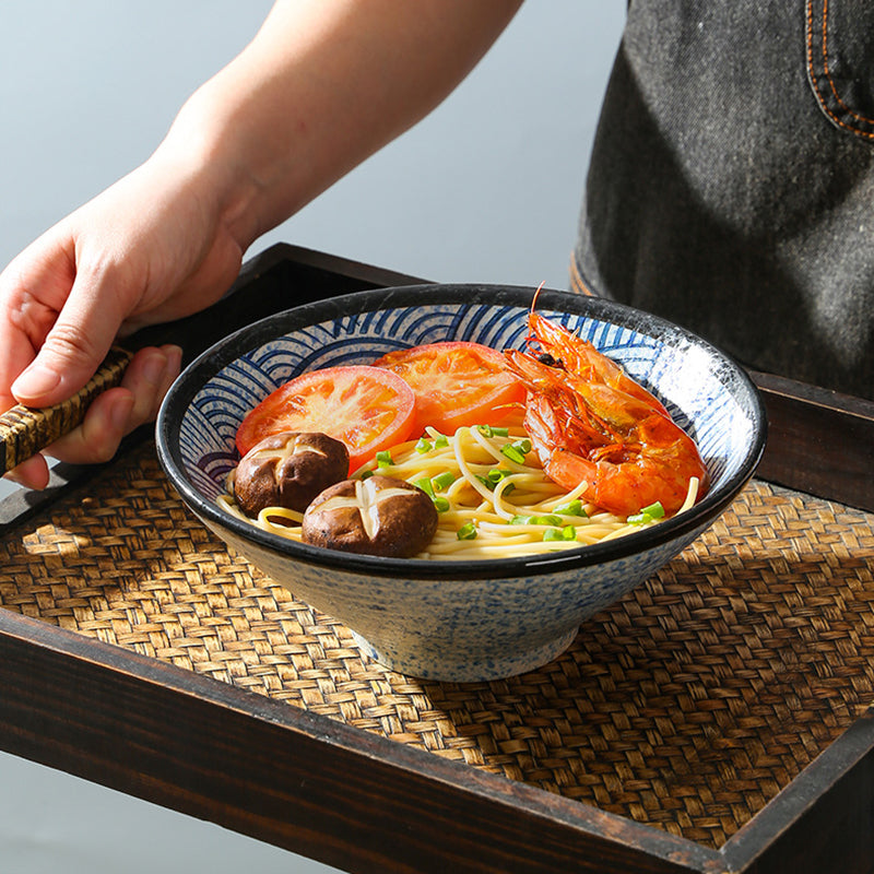 Japanese Style Vintage 7"/8"/9" Ceramic Miso Soup Rice Bowl Set Porcelain Ramen Bowl Restaurant Use Home Food Commercial