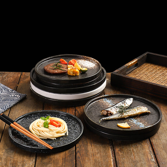 Custom Logo Porcelain Ceramic Steak Plate Flat Matte Crockery Stoneware Dinner Plate Set Frost Hotel Restaurant Dinnerware