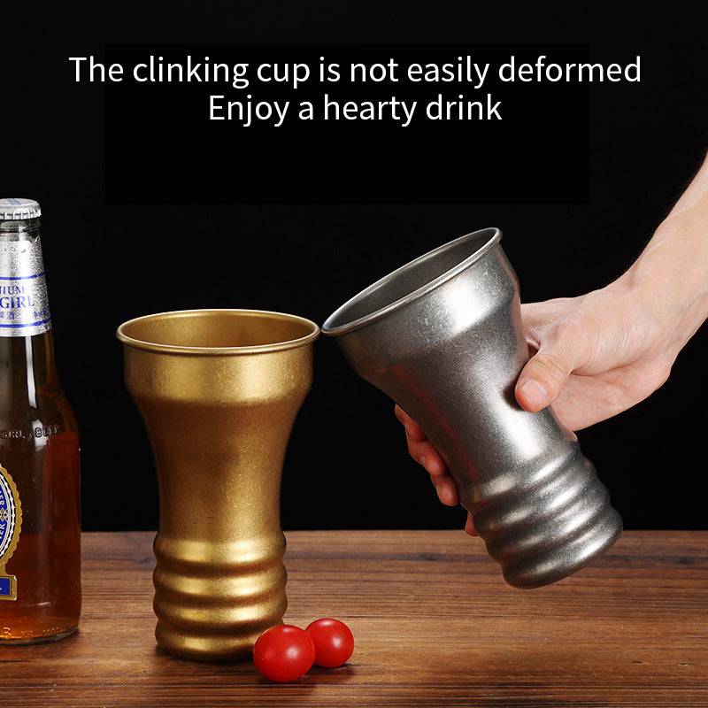 Yurtrain Stainless Steel Cup Cold Drink Bear Cup Outdoor Large-diameter Single-layer Rolled-up Beer Mug