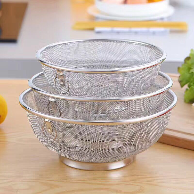 Yurtrain Stainless Steel Round Basket Drainer Fine Mesh Strainer for Rice Washing Metal Colander & Strainer Basket