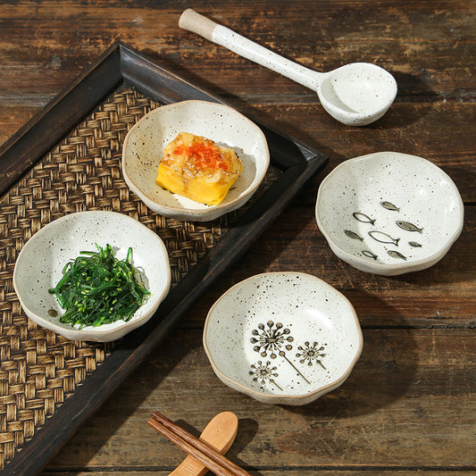 Small Size Glazed Ceramic Serving Dishes Japanese Tableware Restaurant Crockery Uaral Dip Soy Bowl Frost Technique