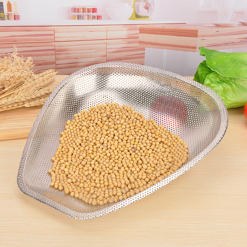 Yurtrain Kitchen Stainless Steel Punching Basket Rectangular Metal Basket for Rice Washing Fruit/Vegetable Drain New Design