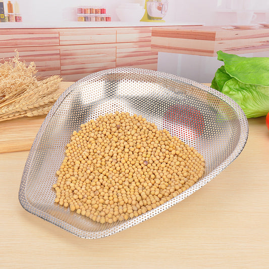 Yurtrain Kitchen Stainless Steel Punching Basket Rectangular Metal Basket for Rice Washing Fruit/Vegetable Drain New Design