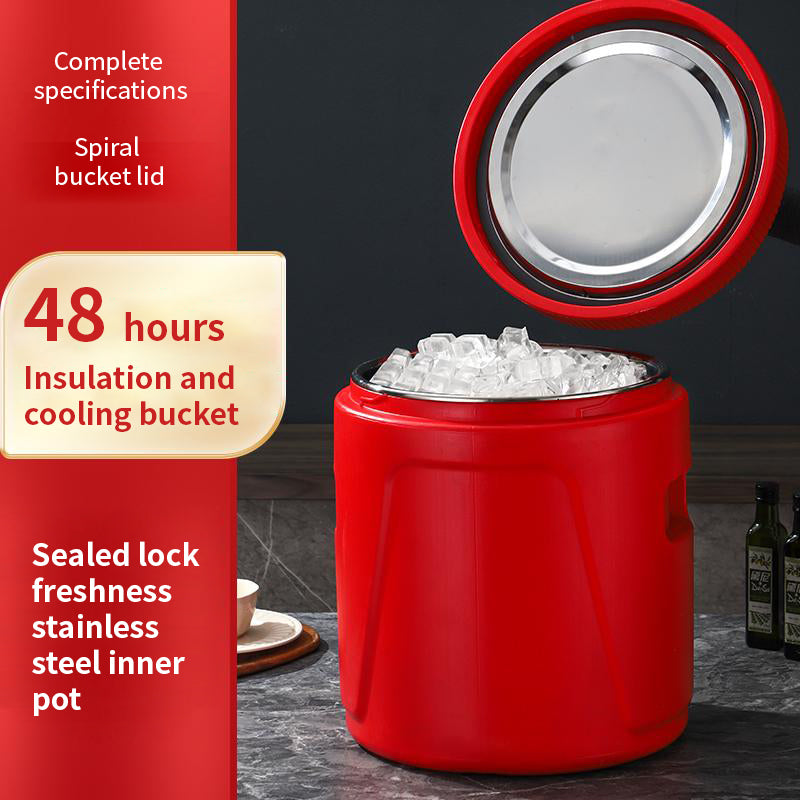 Yurtrain Stainless Steel Insulated Rice Bucket Double-Layer Restaurant Food Storage Warmers for Home Kitchen Metal Food