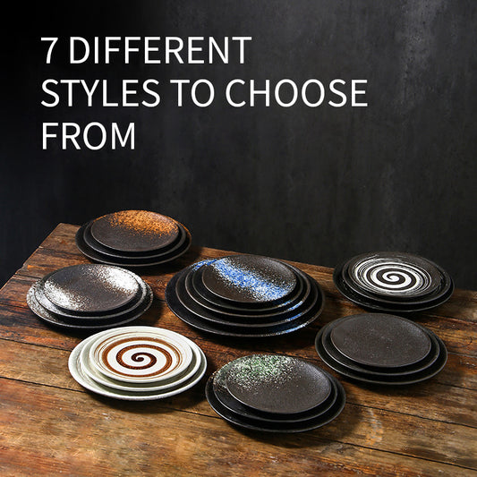 Japanese Creative Ceramic Serving Plates Vintage Porcelain Kiln Change Glazed Tableware Dinner Plate Sushi Steak Pasta Dishes
