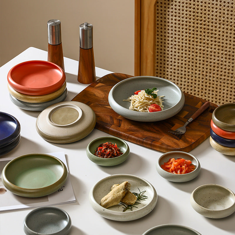 Yurtrain Wholesale Retro Frost Finish Stoneware Small Dish Set 3.5 Inch Japanese Retro Ceramic Soy Sauce Dipping Bowls Pinch