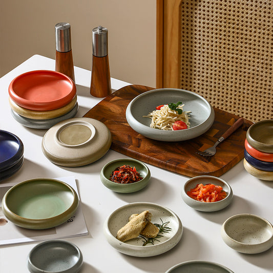 Yurtrain Wholesale Retro Frost Finish Stoneware Small Dish Set 3.5 Inch Japanese Retro Ceramic Soy Sauce Dipping Bowls Pinch