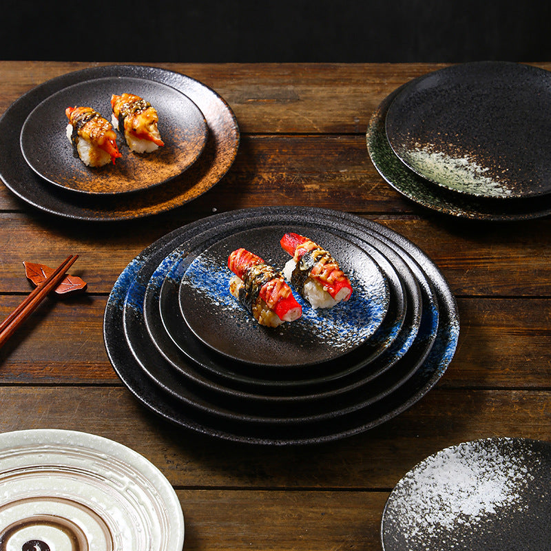 Japanese Creative Ceramic Serving Plates Vintage Porcelain Kiln Change Glazed Tableware Dinner Plate Sushi Steak Pasta Dishes