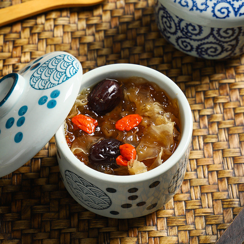 Yurtrain Creative Japanese Ceramic Mini Soup Bowl Lidded Steaming Dishes Retro Water Proof Liner Chawanmushi Bowl