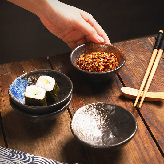 Yurtrain Japanese Style Mini Small Ceramic Soy Plate Dish Porcelain Dipping Sauce Serving Bowl for Restaurant and Party