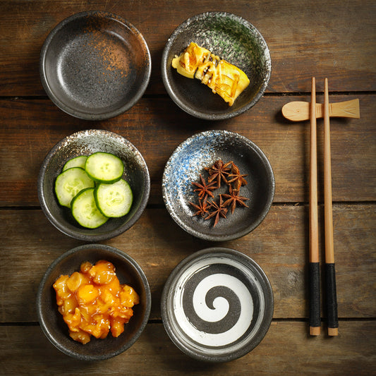 Wholesale Japanese Style Mini Small Ceramic Bowl Sushi Soy Plate Dish Customized Logo Paper Box for Camping Home Party Kitchen