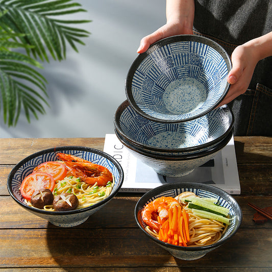 Japanese Style Vintage 7"/8"/9" Ceramic Miso Soup Rice Bowl Set Porcelain Ramen Bowl Restaurant Use Home Food Commercial