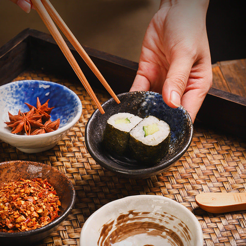 Yurtrain Japanese Style Mini Small Ceramic Soy Plate Dish Porcelain Dipping Sauce Serving Bowl for Restaurant and Party