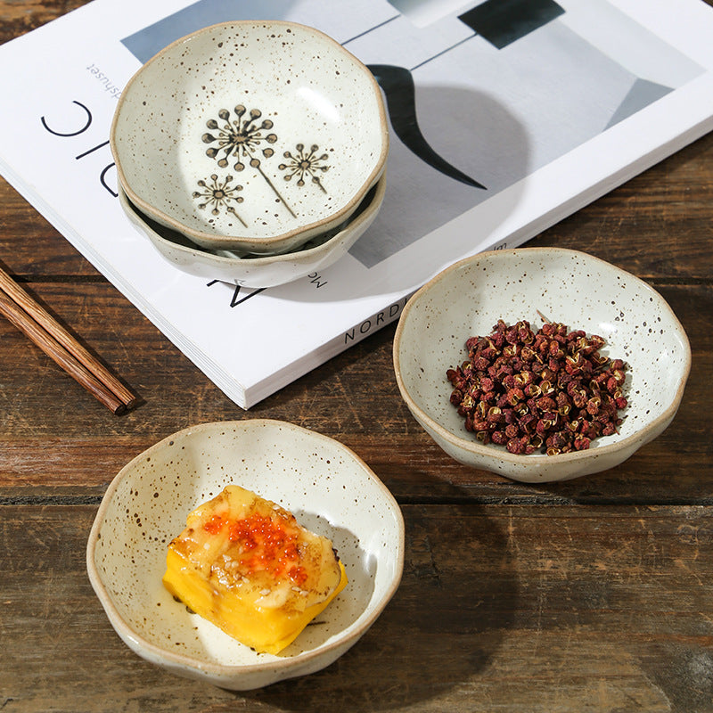 Small Size Glazed Ceramic Serving Dishes Japanese Tableware Restaurant Crockery Uaral Dip Soy Bowl Frost Technique