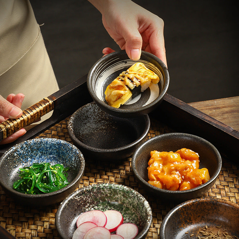 Wholesale Japanese Style Mini Small Ceramic Bowl Sushi Soy Plate Dish Customized Logo Paper Box for Camping Home Party Kitchen