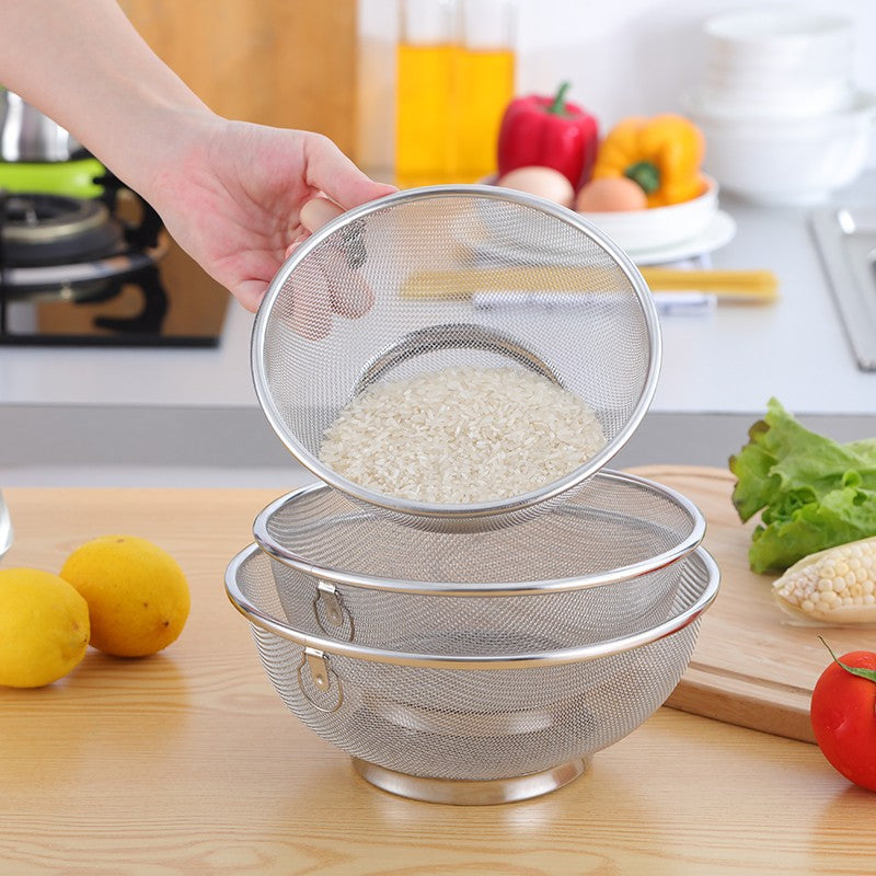 Yurtrain Stainless Steel Round Basket Drainer Fine Mesh Strainer for Rice Washing Metal Colander & Strainer Basket