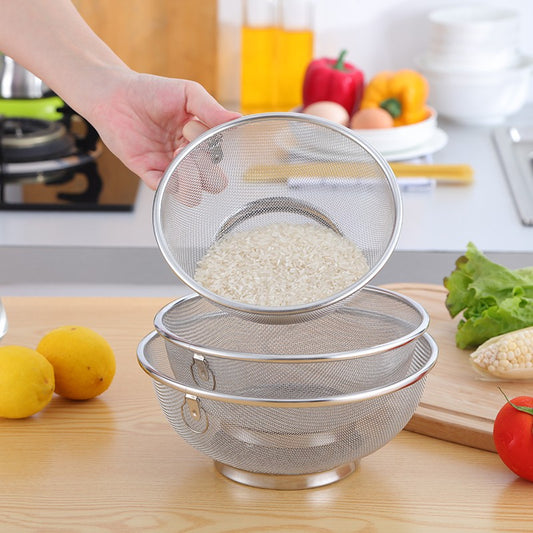 Yurtrain Stainless Steel Round Basket Drainer Fine Mesh Strainer for Rice Washing Metal Colander & Strainer Basket