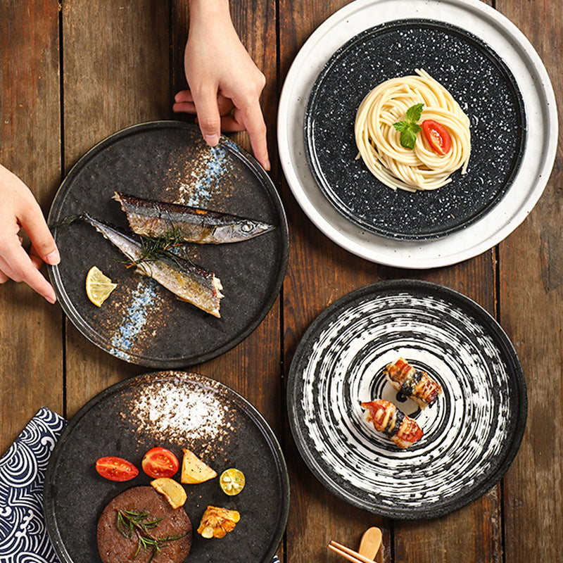 Custom Logo Porcelain Ceramic Steak Plate Flat Matte Crockery Stoneware Dinner Plate Set Frost Hotel Restaurant Dinnerware