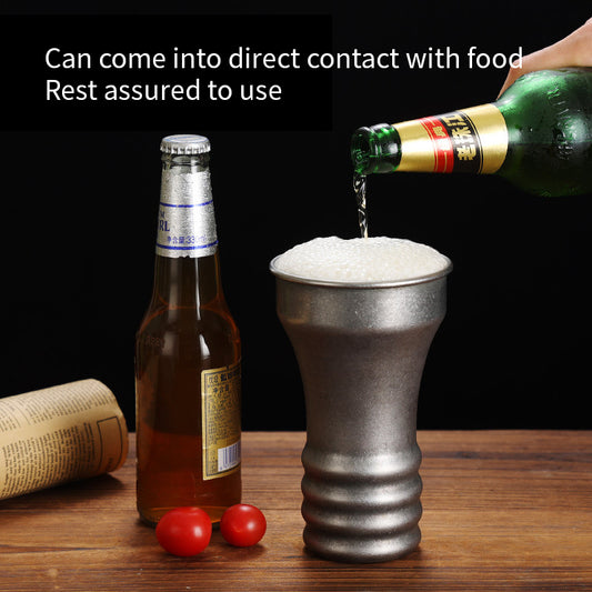 Yurtrain Stainless Steel Cup Cold Drink Bear Cup Outdoor Large-diameter Single-layer Rolled-up Beer Mug