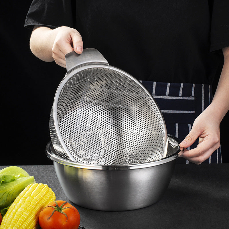 Yurtrain Factory Wholesale Metal Stainless Steel Kitchen Bowls Low MOQ Rice Washing Colander Set