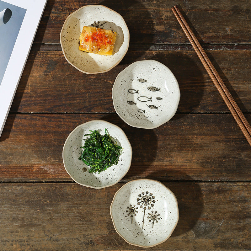 Small Size Glazed Ceramic Serving Dishes Japanese Tableware Restaurant Crockery Uaral Dip Soy Bowl Frost Technique
