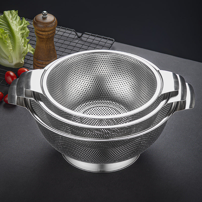 Yurtrain Stainless Steel Kitchen Strainer Colanders Set Fruit Vegetable Drain Wash Storage Basket Metal Drain Basket