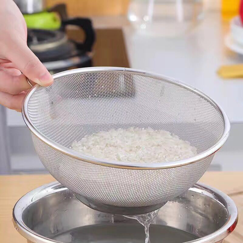 Yurtrain Stainless Steel Round Basket Drainer Fine Mesh Strainer for Rice Washing Metal Colander & Strainer Basket