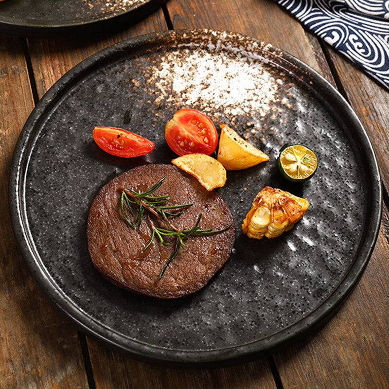 Custom Logo Porcelain Ceramic Steak Plate Flat Matte Crockery Stoneware Dinner Plate Set Frost Hotel Restaurant Dinnerware
