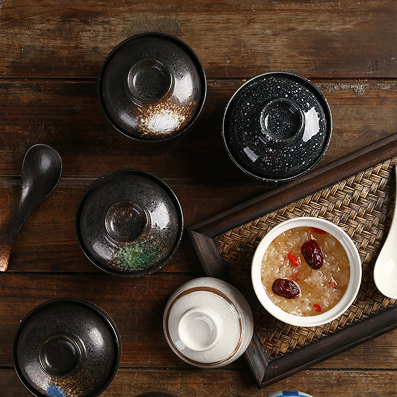Yurtrain Household Ceramic Bowl Shape Heat-Resistant Janpense Lid for Stewing Soup Steamed Egg Janpense Bowl Lid Melamine Bowl
