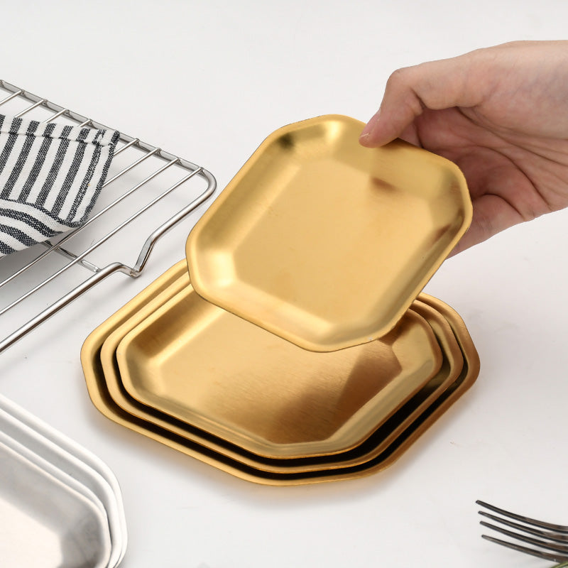 Yurtrain Stainless Steel Nonstick 304 Pan Frost Nonstick Cookie Sheet for Baking Steamed Sausage Fruit Tray Dishes Plate
