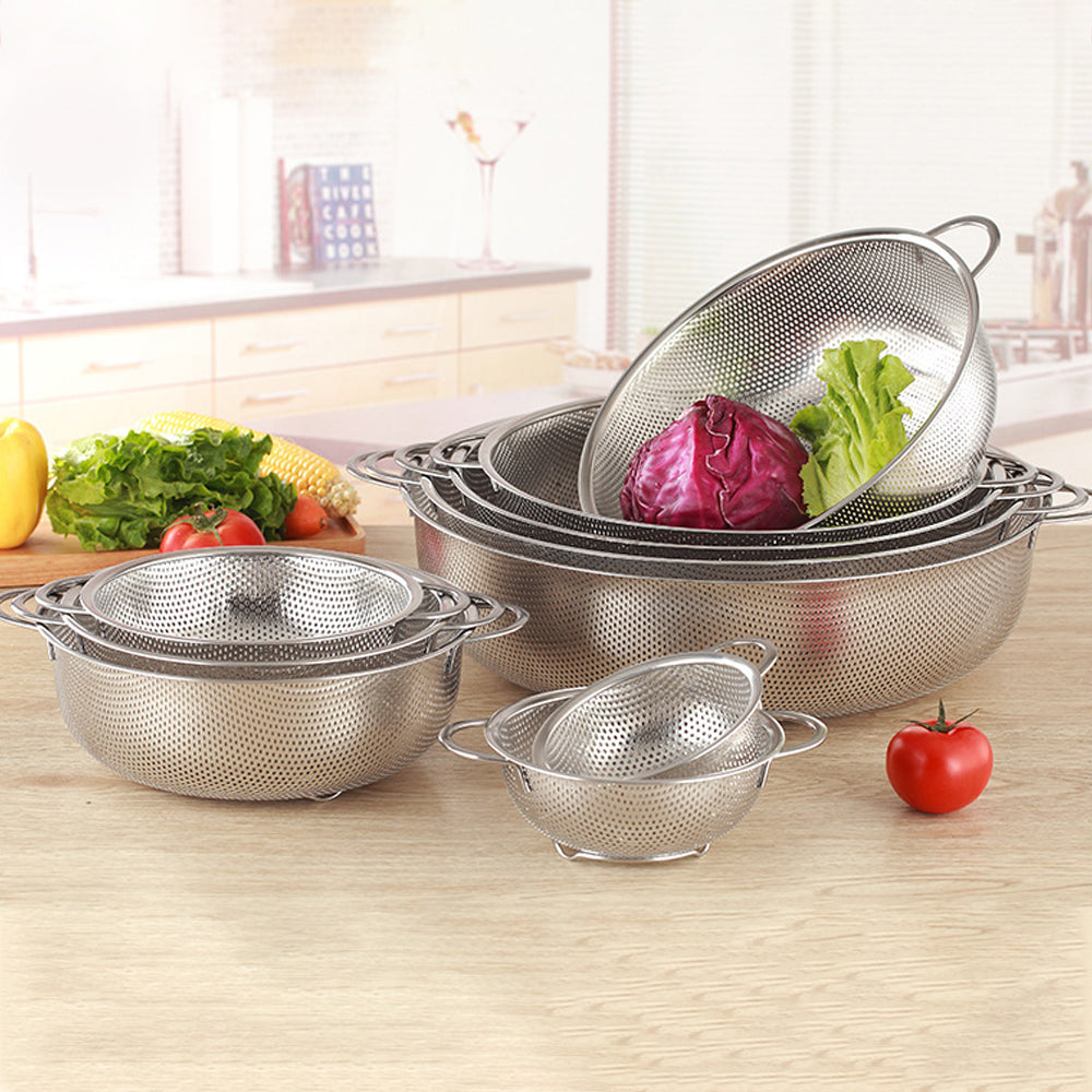 Yurtrain Stainless Steel Colander Bowl Metal Colander Strainer Basket Handle for Convenient Food Drainage for Washing Rice
