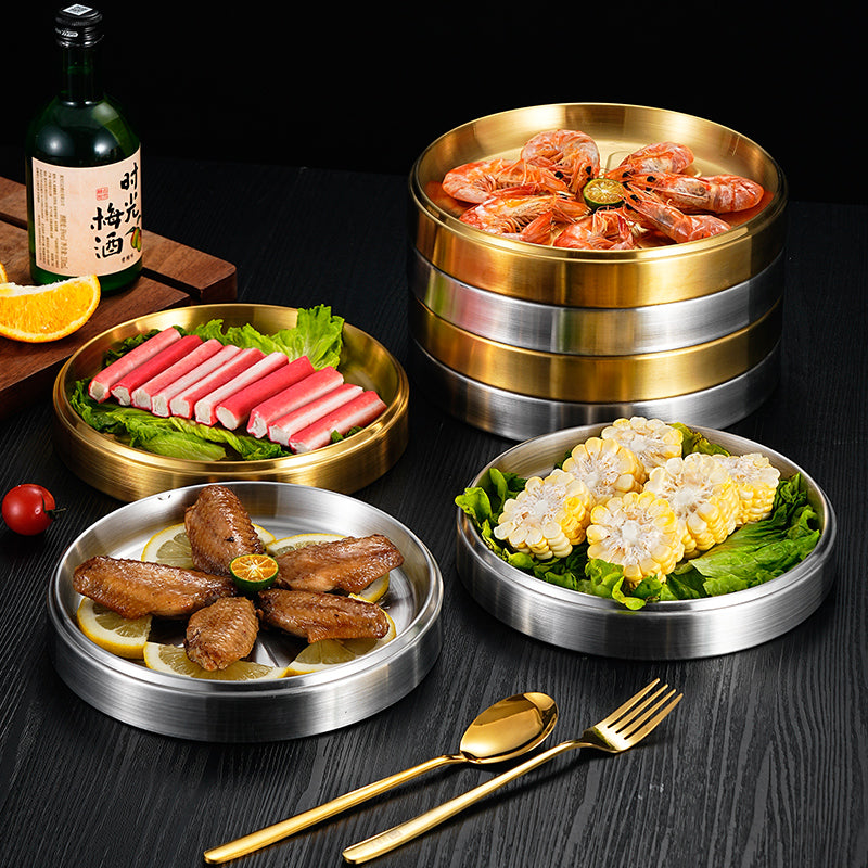 Yurtrain 304 Stainless Steel Sashimi Ice Plate for Salmon for Raw Fish Sushi Hot Pot BBQ Preparation Korean-Japanese Style Frost