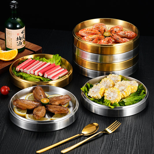 Yurtrain 304 Stainless Steel Sashimi Ice Plate for Salmon for Raw Fish Sushi Hot Pot BBQ Preparation Korean-Japanese Style Frost