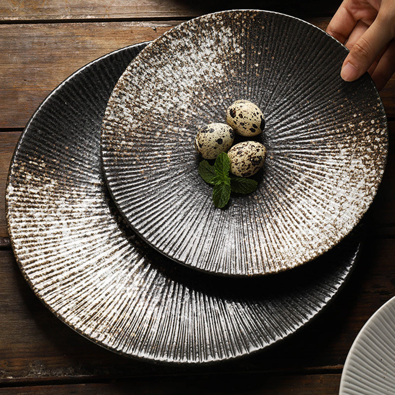 Japanese-Style Simple Ceramic Plate Home Creative Frost Technique Steak and Pasta Flat Plate for Western Restaurant Tableware