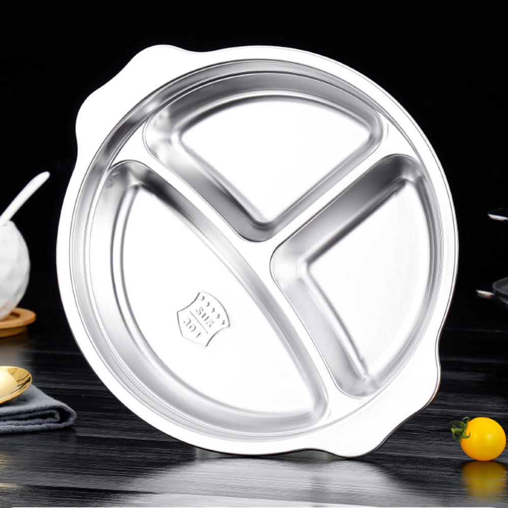 Yurtrain 304 Stainless Steel Insulated Lid Durable Dinner Baby Plate Dish with Leakage Proof Plate Dish for School Children