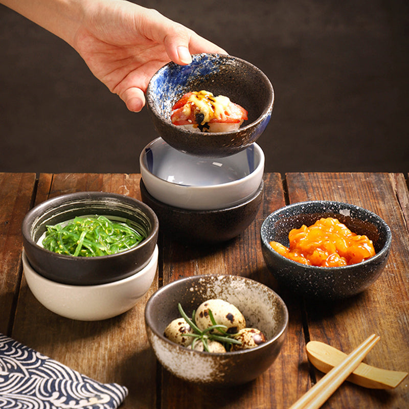 Yurtrain Japanese Style Mini Small Ceramic Soy Plate Dish Porcelain Dipping Sauce Serving Bowl for Restaurant and Party