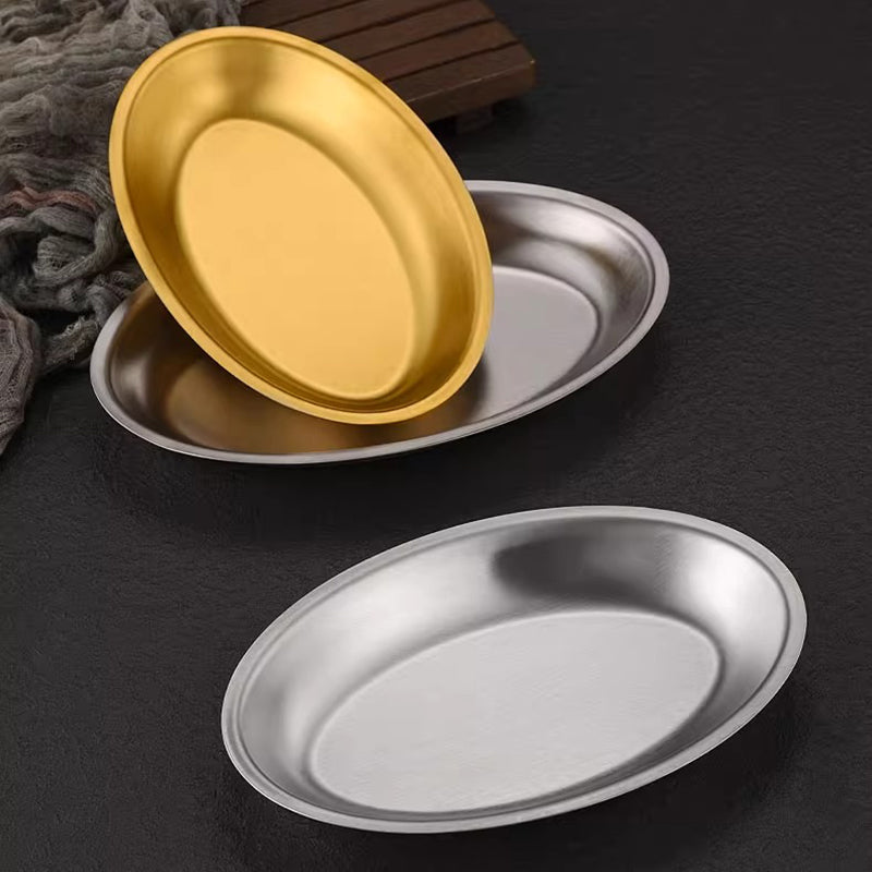 Yurtrain Hot Sale Modern Stainless Steel Oval Tray Gold Thickened Fish Plate Originally Manufactured for Dessert Dishes & Plates