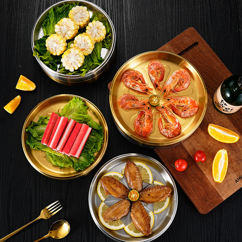 Yurtrain 304 Stainless Steel Sashimi Ice Plate for Salmon for Raw Fish Sushi Hot Pot BBQ Preparation Korean-Japanese Style Frost